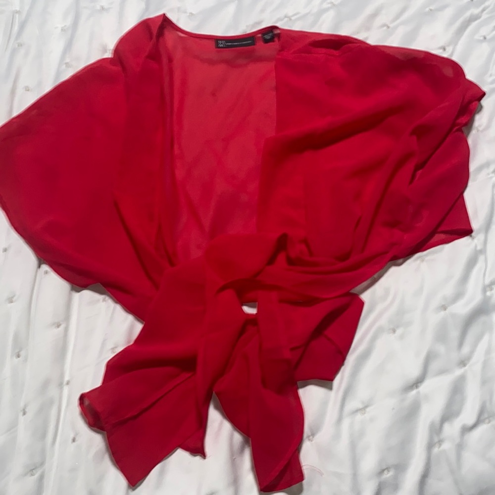 New York & Company Sheer Wrap Shirt